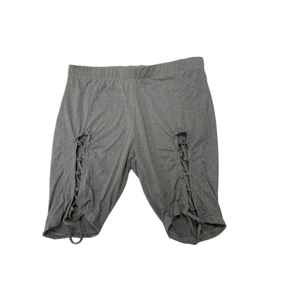 Cut out lace up biker shorts